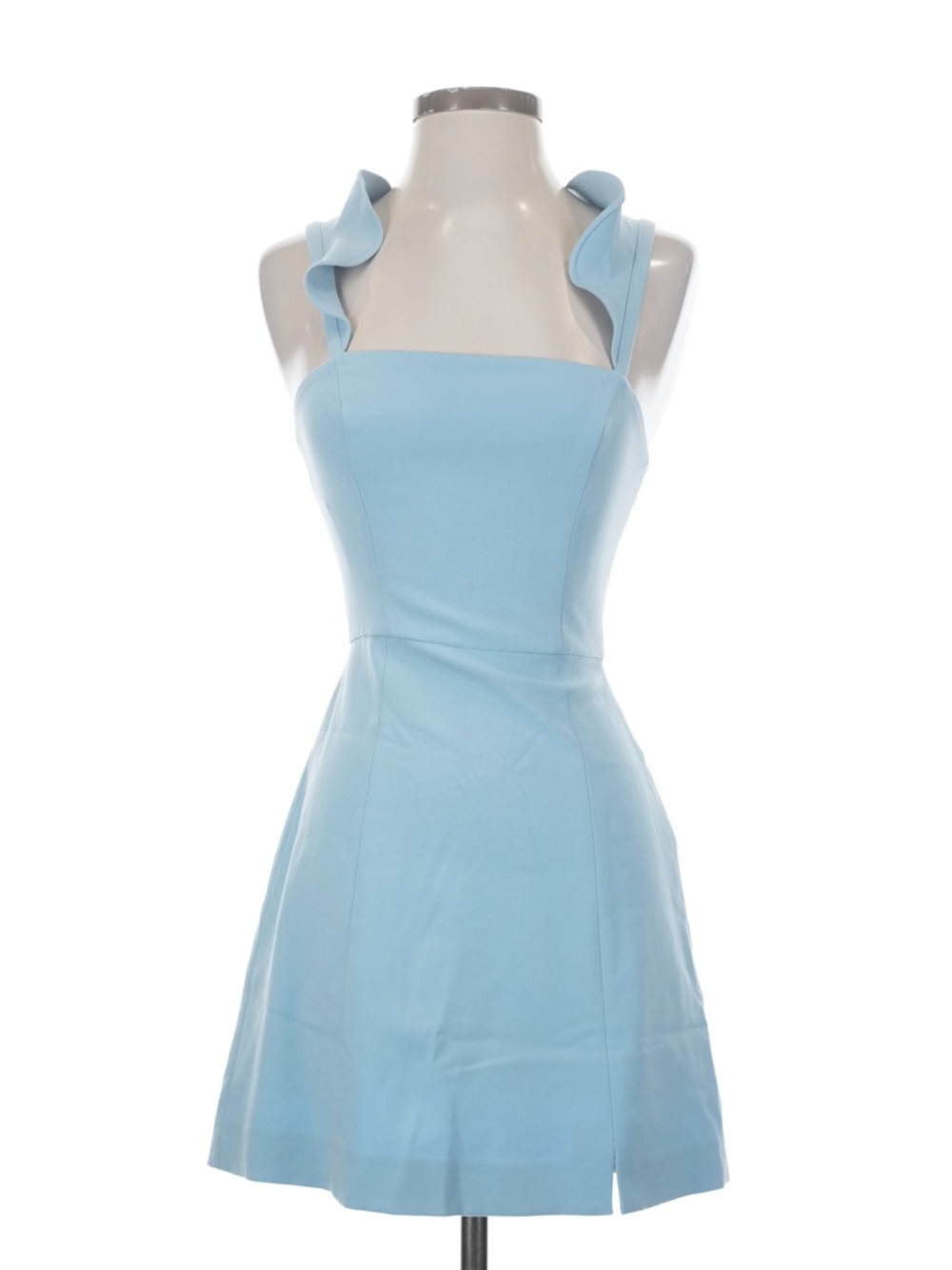 French Connection Pastel Blue Ruffle Strap Mini Dress